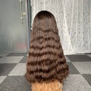 lace top wig 26“ #4HL8 slight layer wavy $908