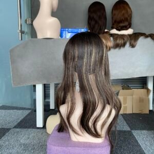 Lace top wig 19" #2/4HL12 Slight layer Straight M 415$