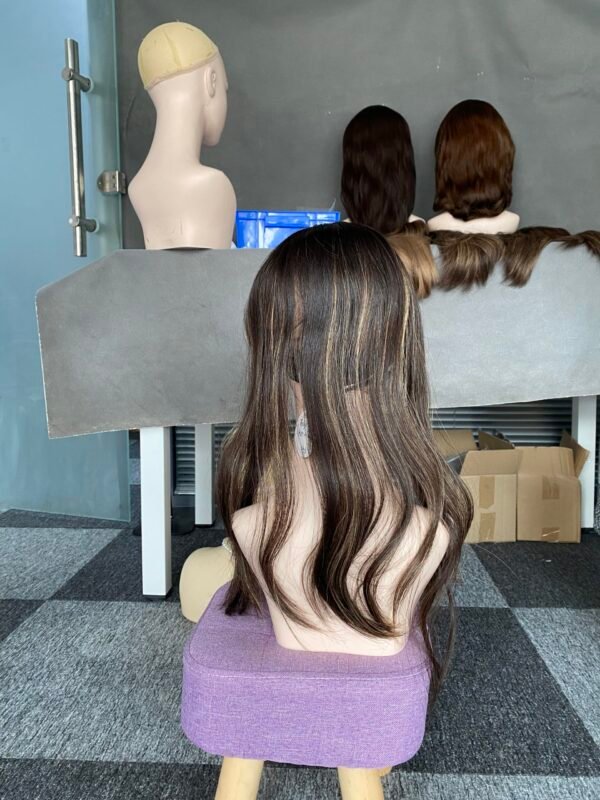 Lace top wig 19" #2/4HL12 Slight layer Straight M 415$