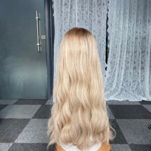 Lace top wig 25" #6/613 slight layer straight M cap $890