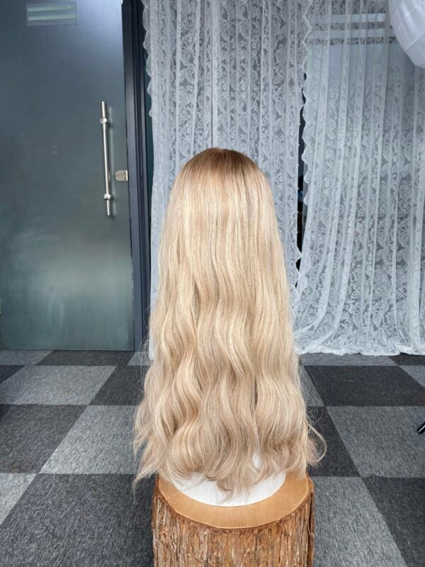 Lace top wig 25" #6/613 slight layer straight M cap $890
