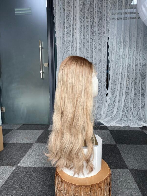 Lace top wig 25" #6/613 slight layer straight M cap $890 - 图片 2