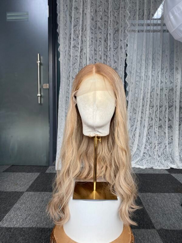 Lace top wig 25" #6/613 slight layer straight M cap $890 - 图片 3