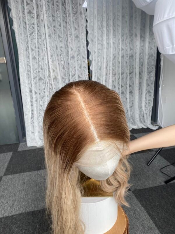 Lace top wig 25" #6/613 slight layer straight M cap $890 - 图片 4