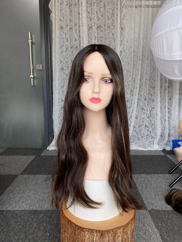 Skin top wig 22" #4HL12 no layer straight M cap $813 - 图片 4