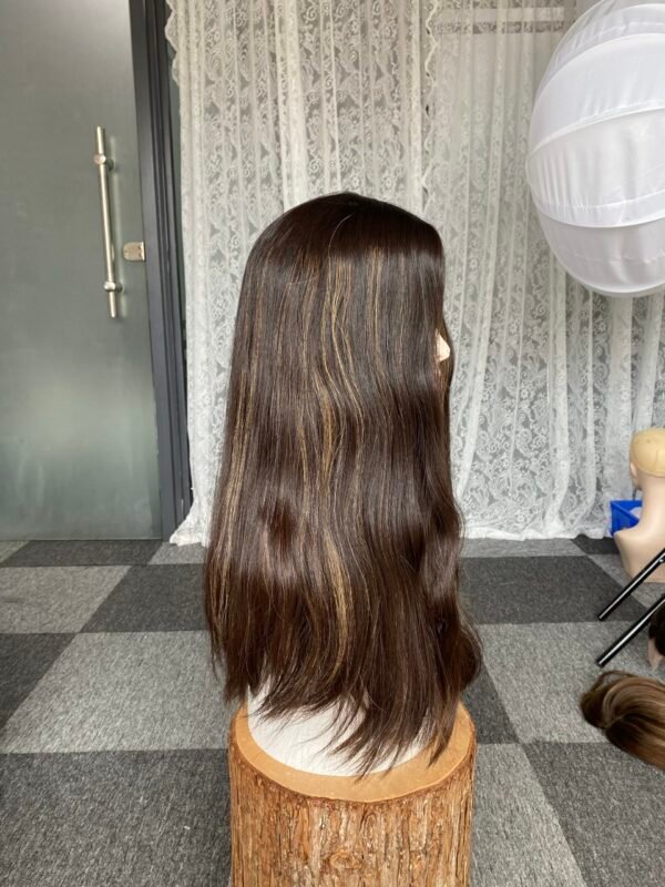Skin top wig 22" #4HL12 no layer straight M cap $813 - 图片 2